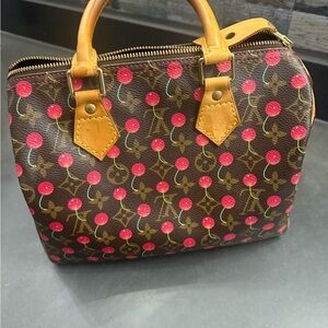 Louis Vuitton Brown Speedy 25 with Red Cherry “Cerises”